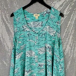 Turquoise Beach Sleeveless Blouse - XL